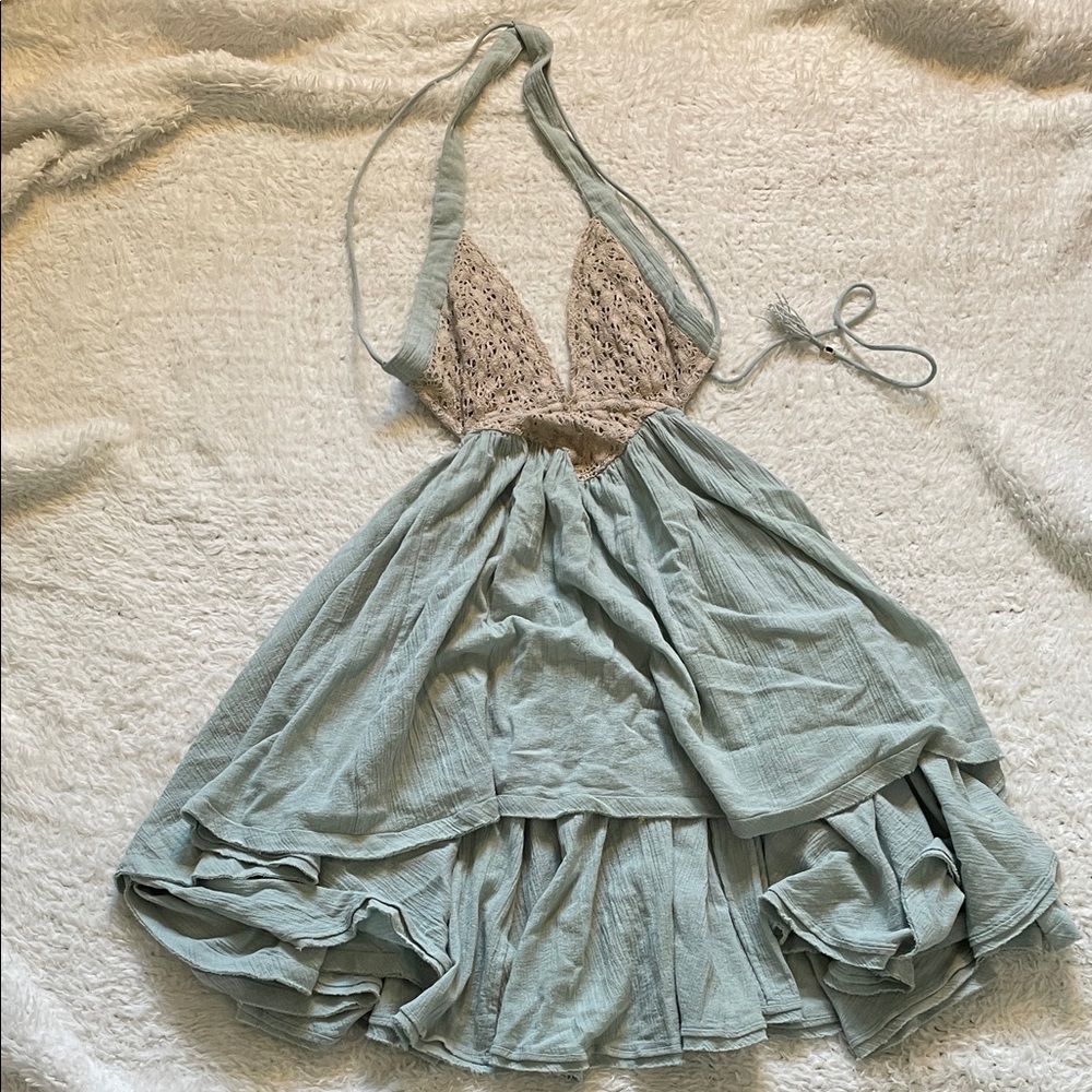 Free people fairy faerie festival boho beach witchy forest minidress light blue